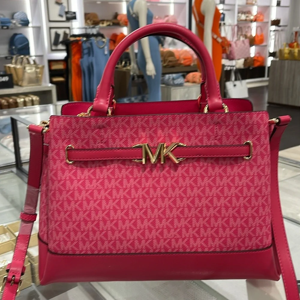 MICHAEL KORS 
Reed Large Graphic Logo Belted Satchel
Electric Pink 
NWT - Picture 3 of 16
